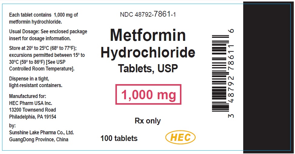 Metformin Hydrochloride Tablets, USP, 1,000 mg Bottle Label