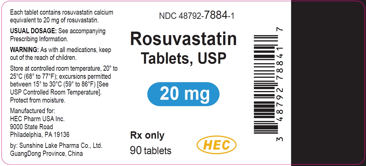 Rosuvastatin Tablets, 20 mg Bottle Label 90 tablets