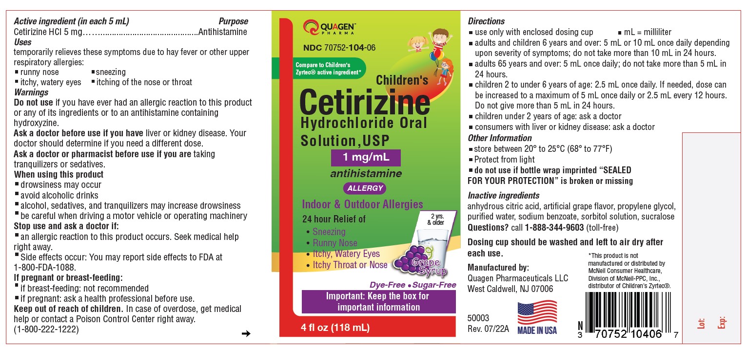Cetirizine Hydrochloride Oral Solution, 1 mgmL - Grape Flavor - Label