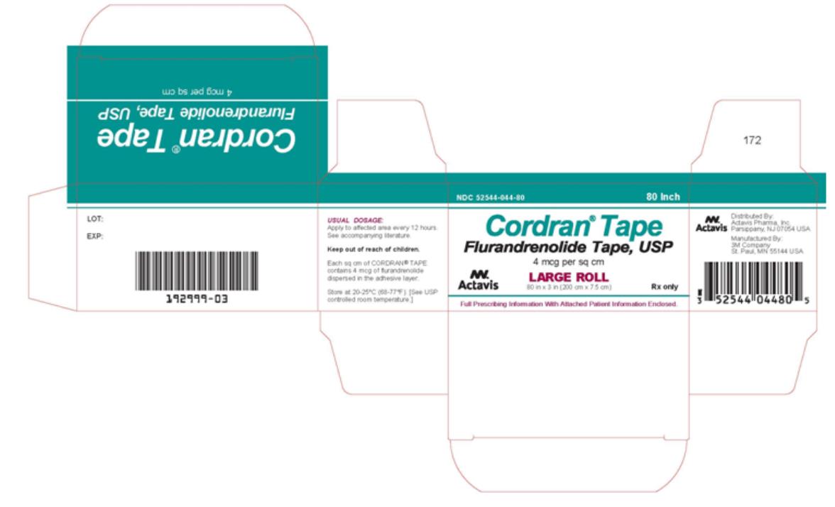 Cordran® Tape 4 mcg/sq cm
80 inches x 3 inches (200 cm x 7.5 cm)
NDC 52544-044-80

