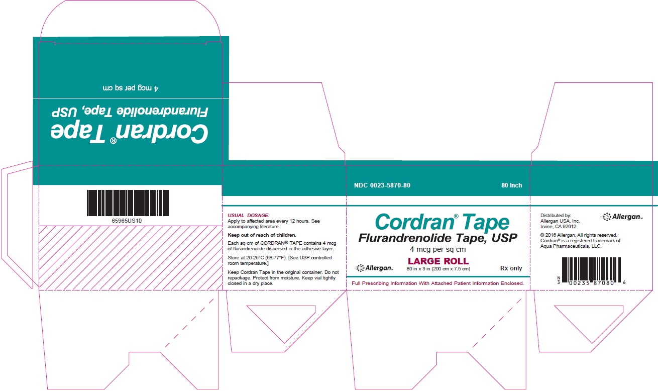 Cordran® Tape 4 mcg/sq cm 80 inches x 3 inches (200 cm x 7.5 cm) NDC 0023-5870-80