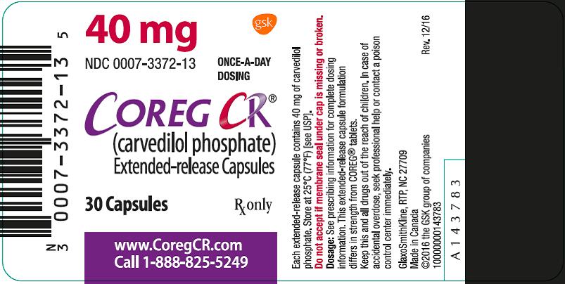 Coreg CR 40 mg 30 count label