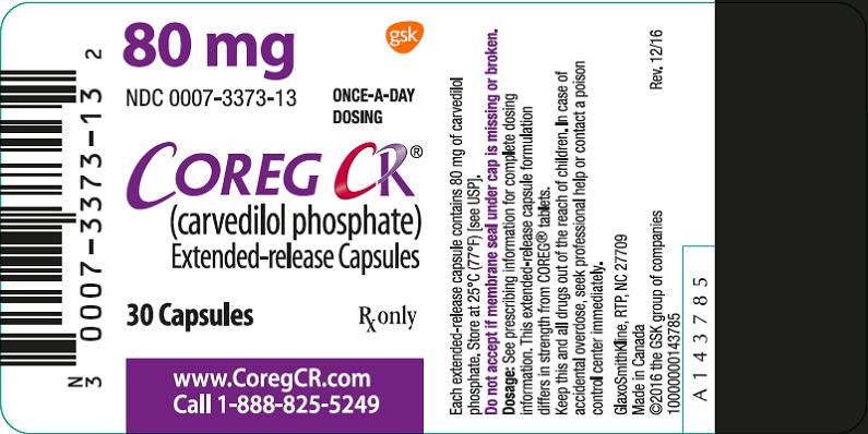 Coreg CR 80 mg 30 count label