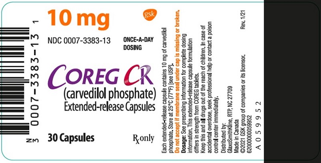 Coreg CR 10mg 30 count label