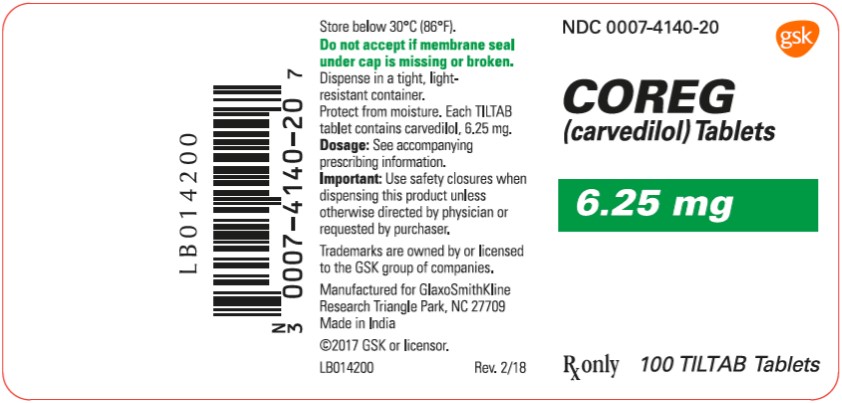 Coreg 6.25 mg 100 count label