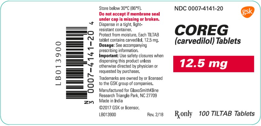 Coreg 12.5 mg 100 count label