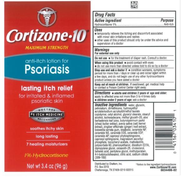 Cortizone 10®
MAXIMUM STRENGTH 
anti-itch lotion for
Psoriasis
1% Hydrocortisone
net wt 3.4 oz (96 g)
