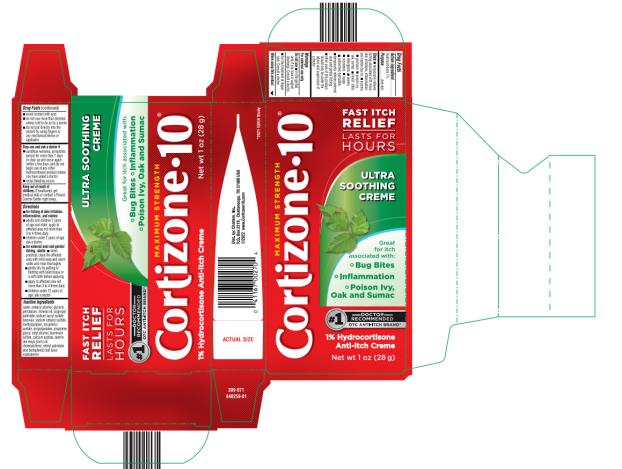 Cortizone 10
ULTRA SOOTHING CREME
1% Hydrocortisone
Anti-Itch Creme
Net wt 1 oz (29 g)

