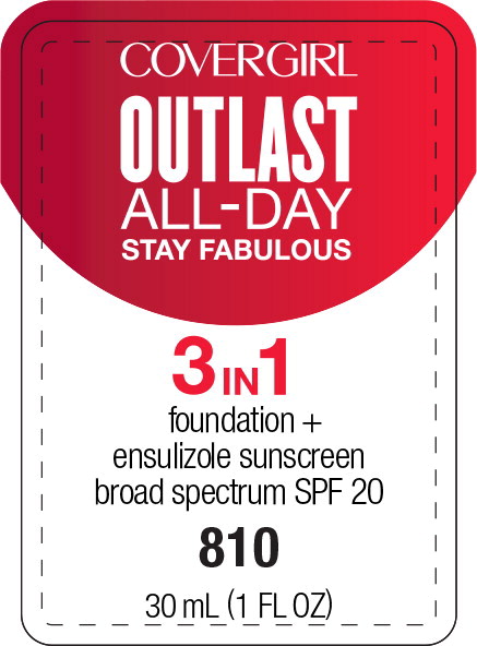 Principal Display Panel - Covergirl Outlast All-Day 3 in 1 810 Label 