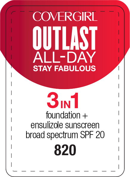 Principal Display Panel - Covergirl Outlast All-Day 3 in 1 820 Label 