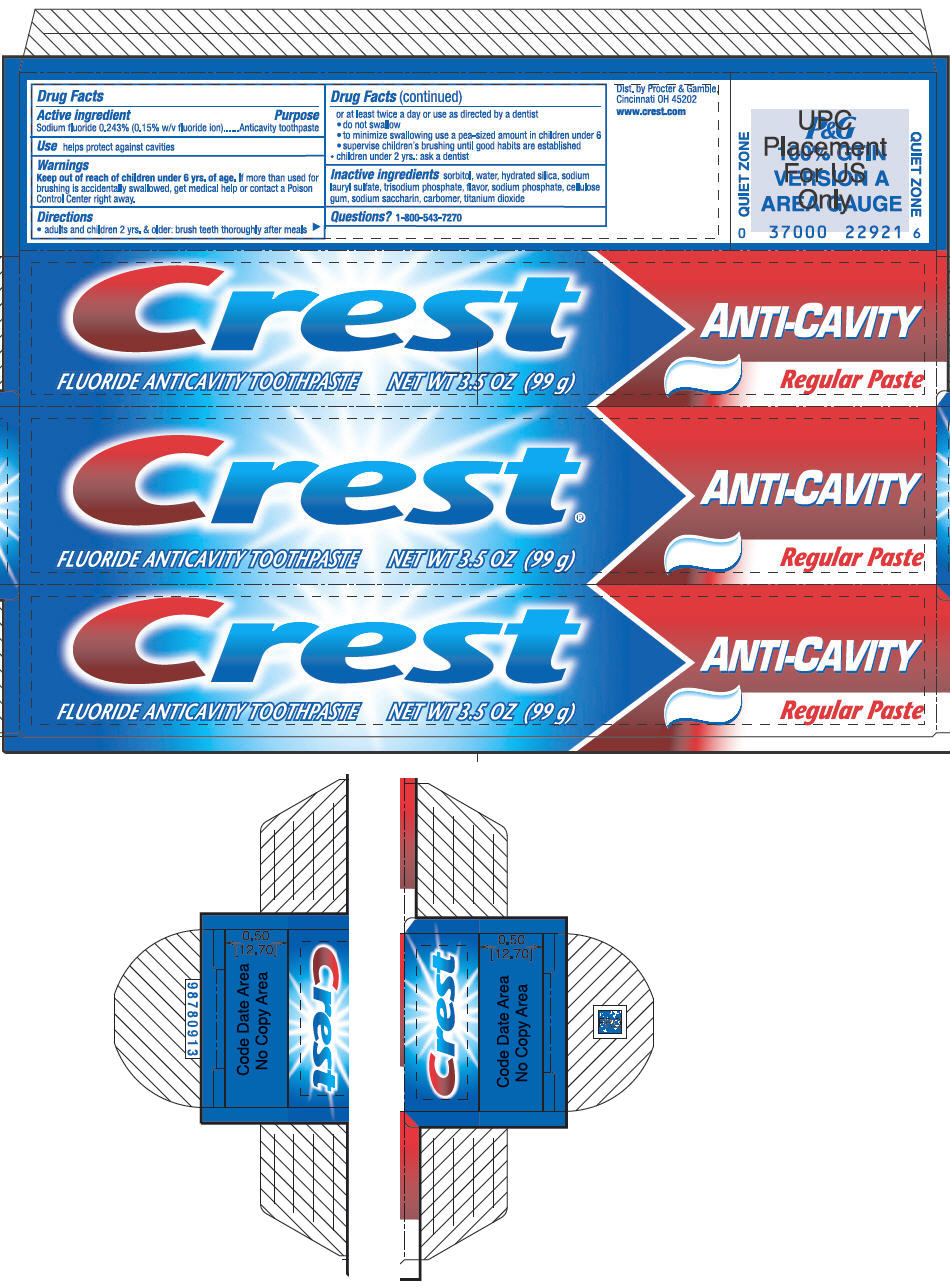 Crest Anti-cavity Regular | Sodium Fluoride Paste, Dentifrice while Breastfeeding