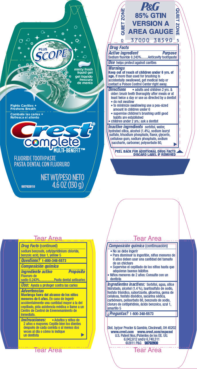 Crest Complete Multi-benefit Plus Scope | Sodium Fluoride Gel, Dentifrice while Breastfeeding