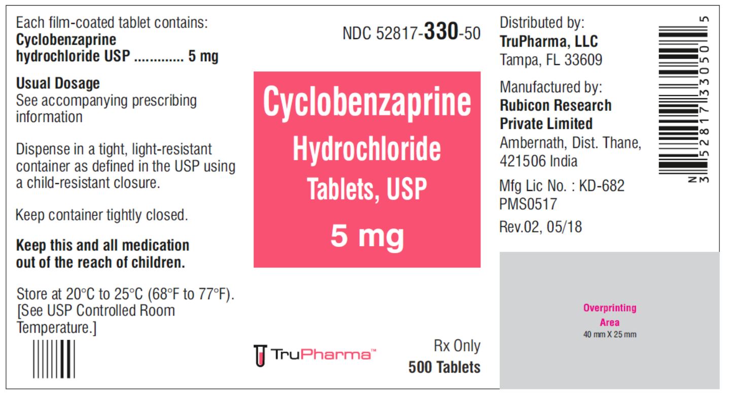 Cyclobenzaprine hydrochloride, USP-5 MG - NDC 52817-330-50 bottles of 500 Tablets