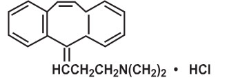 The structural formula of cyclobenzaprine hydrochloride.