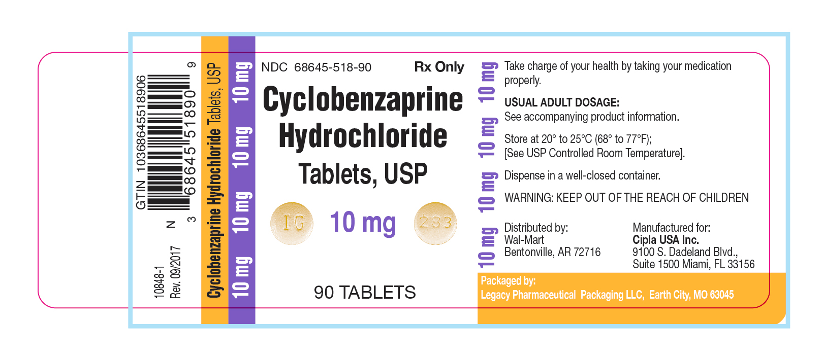 Cyclobenzaprine HCl Tablets, USP 10mg