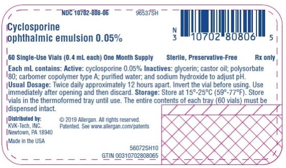 NDC 10702-808-06
Cyclosporine
ophthalmic emulsion 0.05%
60 Single-Use Vials (0.4 mL each)
Sterile, Preservative-Free
Rx only
