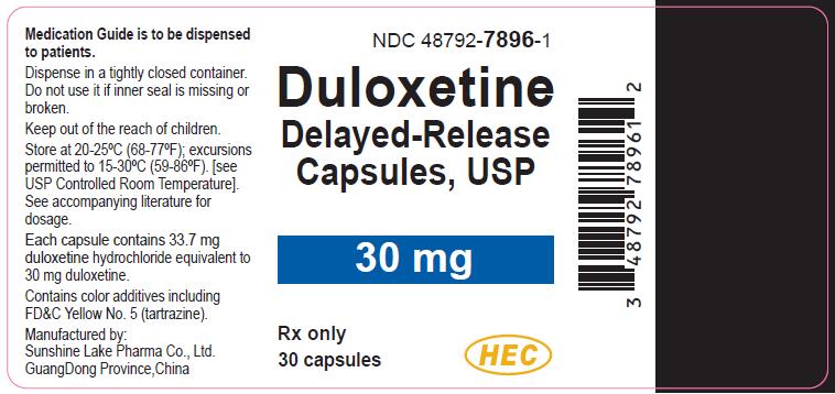PACKAGE LABEL- Duloxetine Delayed-Release Capsules, USP 30 mg, bottle of 30
