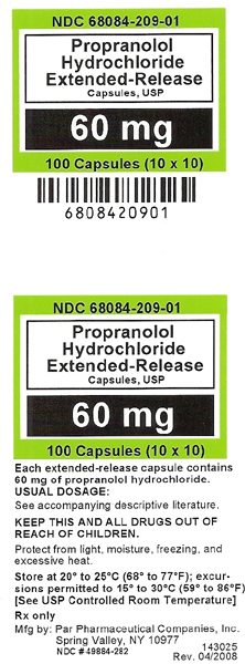 Container Label - Propranolol Hydrochloride ER Capsules - 60 mg