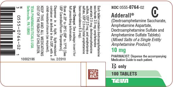 Adderall 10 mg 100 Tablets Label