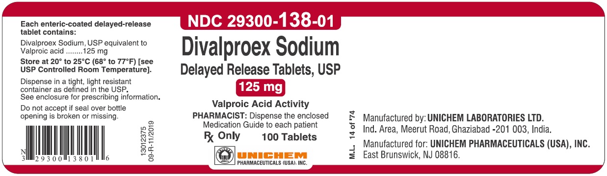 Divalproex Sodium Delayed Release Tablets USP, 125 mg-100T