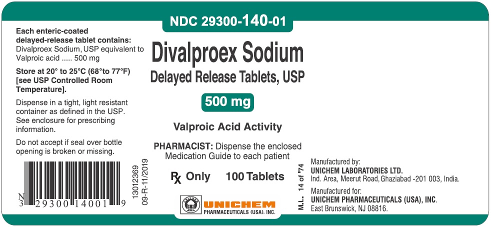 Divalproex Sodium Delayed Release Tablets USP, 500 mg-100T