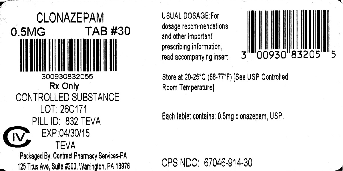 Clonazepam Tablets USP 0.5 mg CIV 500s Label 
