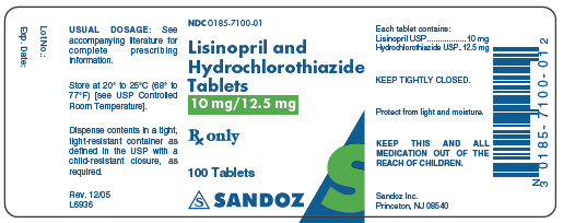 Lisinopril HCTZ 10 mg 12.5 mg x 100 Tablets - Label