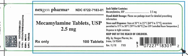 Mecamylamine 100 count Container Label