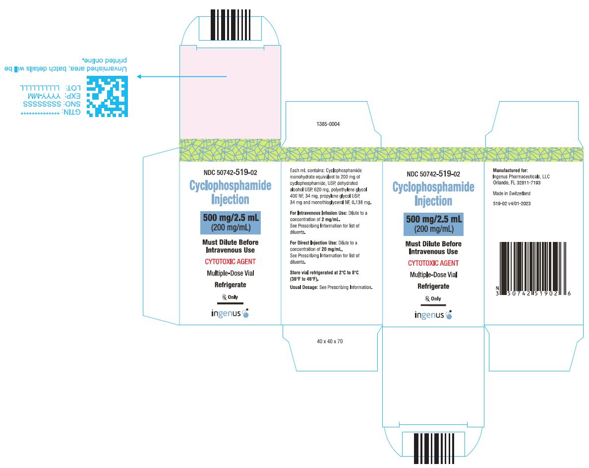 Cyclophosphamide Injection, 500 mg/2.5 mL Carton Label