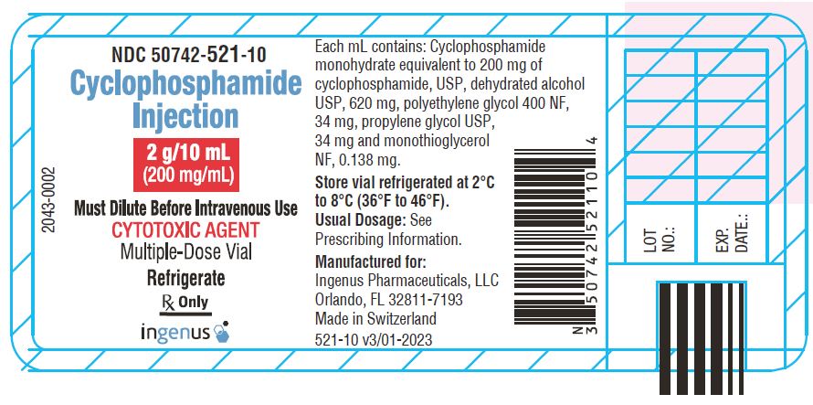 Cyclophosphamide Injection, 2 g/10 mL Vial Label