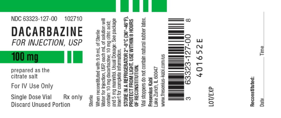 PACKAGE LABEL - PRINCIPAL DISPLAY – Dacarbazine 100 mg Vial Label