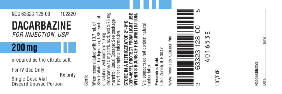 PACKAGE LABEL - PRINCIPAL DISPLAY – Dacarbazine 200 mg Vial Label
