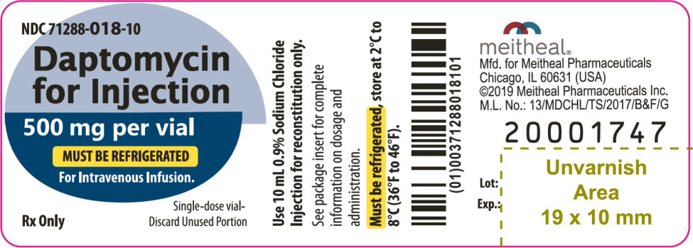 Principal Display Panel – Daptomycin for Injection, 500 mg Vial Label