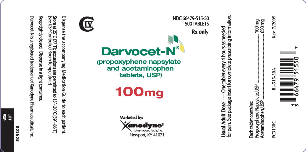 100 mg Bottle of 500 Tablets Label
