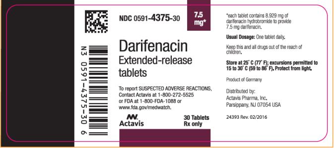 PRINCIPAL DISPLAY PANEL 
NDC 0591-4375-30
Darifenacin
Extended – release
tablets
7.5 mg
30 Tablets
Rx Only
