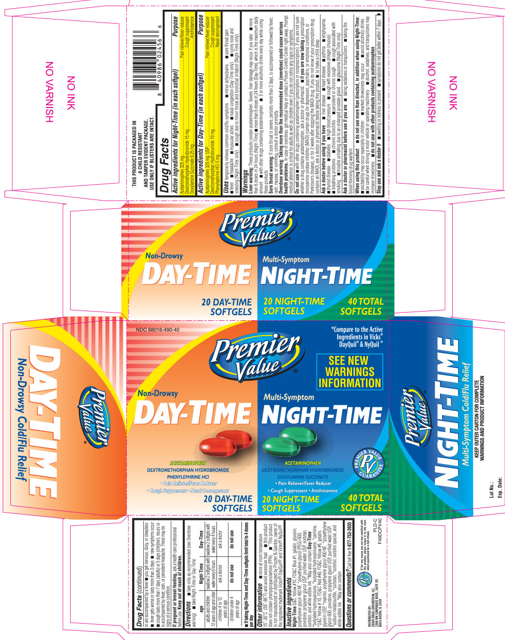 Premier value day-time night-time softgels 40 count