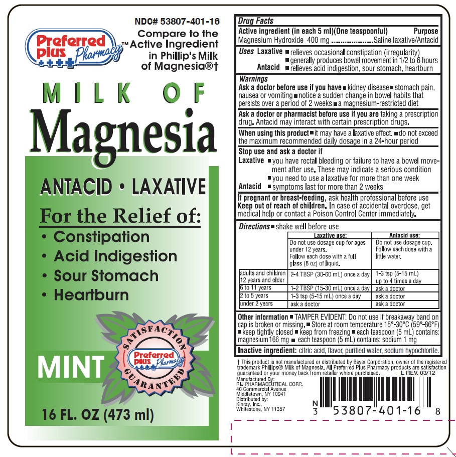 Milk of Magnesia Label