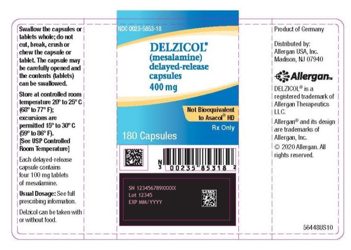NDC 0023-5853-18
Delzicol
400 mg
180 Capsules
Rx Only
