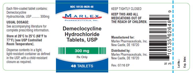 PRINCIPAL DISPLAY PANEL
NDC 10135-0626-48
Marlex
Demeclocycline
Hydrochloride
Tablets, USP
300 mg
48 Tablets
Rx Only
