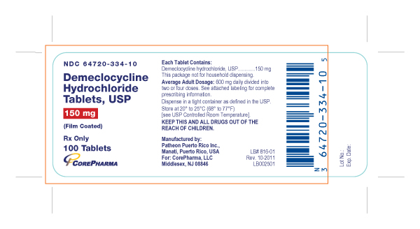 Demeclocycline HCl Tablets, USP 150 mg 100 ct.