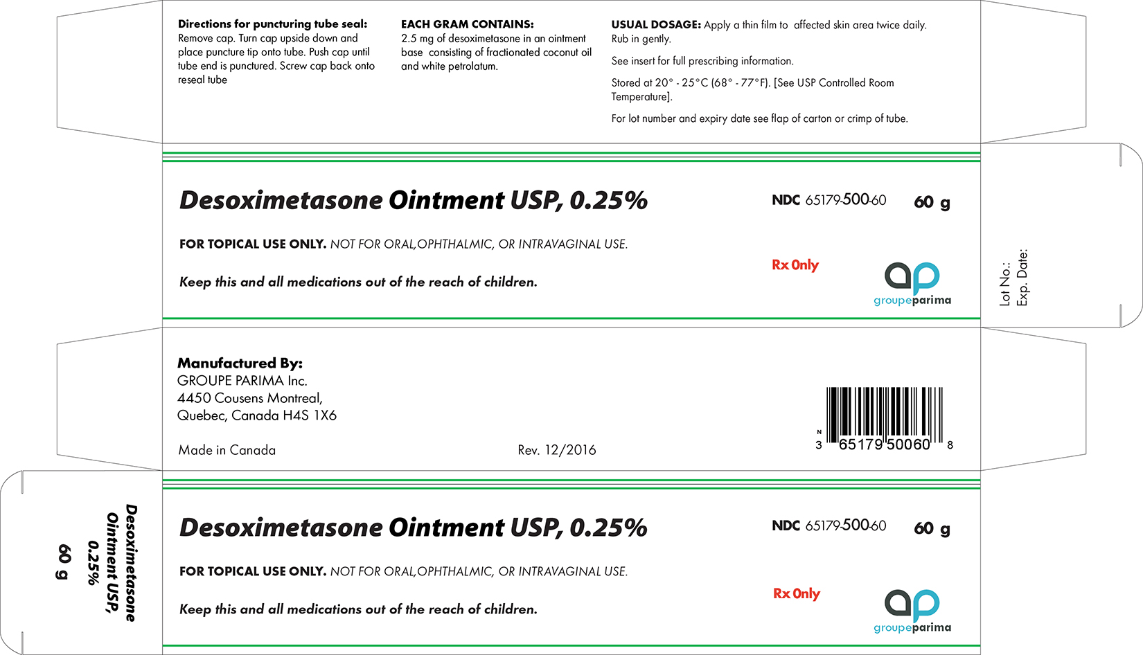 Desoximetasone Ointment USP, 0.25% 60g Pack