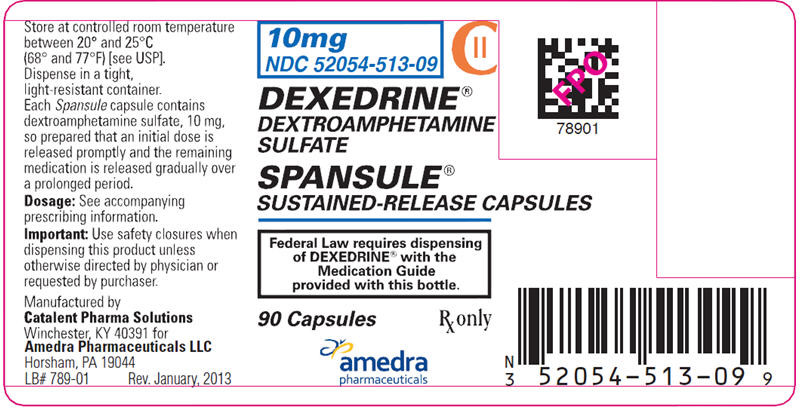 10 mg NDC 52054-512-09 DEXEDRINE® DEXTROAMPHETAMINE SULFATE SPANSULE® SUSTAINED-RELEASE CAPSULES CII