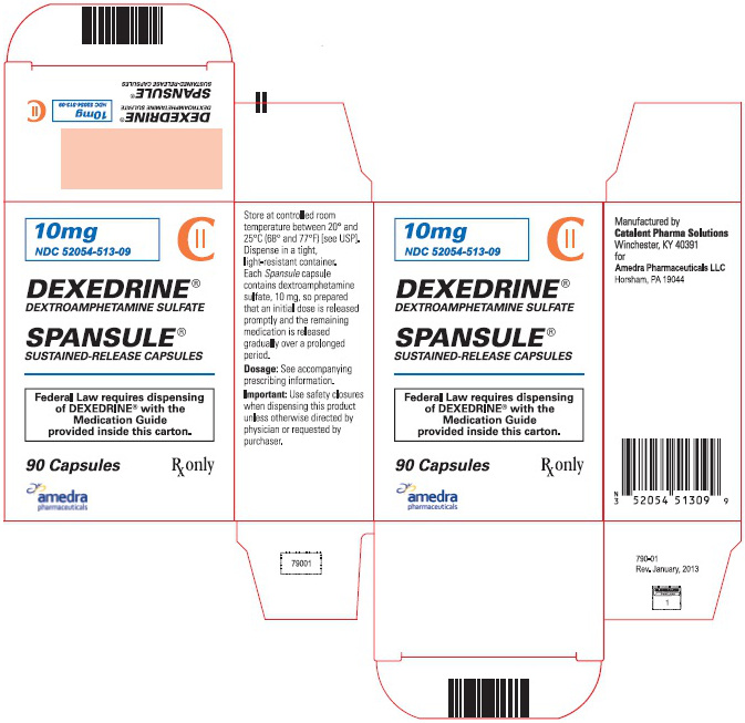 10 mg NDC 52054-512-09 DEXEDRINE® DEXTROAMPHETAMINE SULFATE SPANSULE® SUSTAINED-RELEASE CAPSULES CII