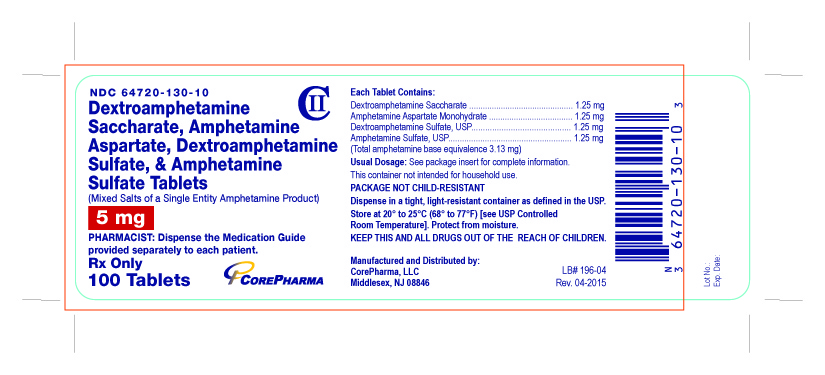 Mixed Salts - 5 mg, 100 Tablets NDC 64720-130-10