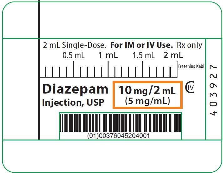 PACKAGE LABEL - PRINCIPAL DISPLAY – Diazepam Injection, USP 2 mL Single-Dose Syringe Label
