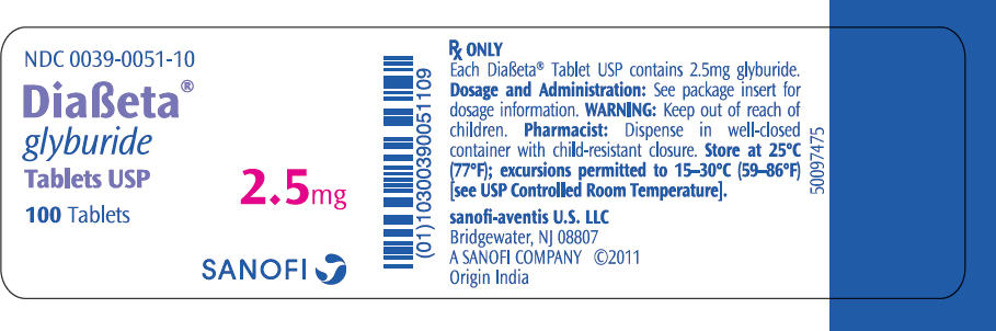 PRINCIPAL DISPLAY PANEL - 2.5mg 100 Tablet Label