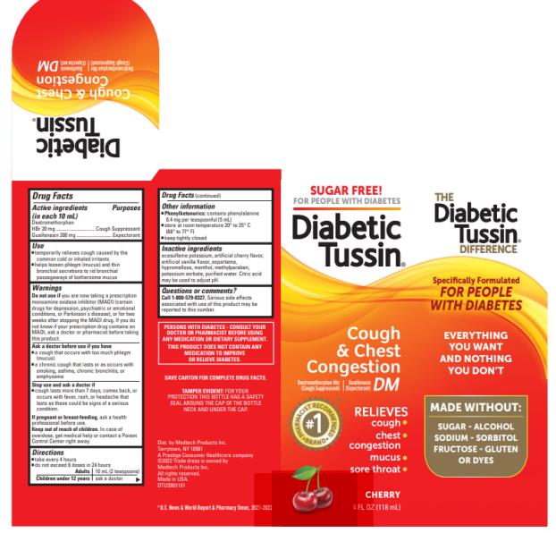 SUGAR & ALCOHOL FREE!
Specifically Formulated for Diabetics
Diabetic Tussin® DM
Dextromethorphan HBr 20 mg (Cough Suppressant)
Guaifenesin 200 mg (Expectorant)
COUGH & CHEST CONGESTION
Relieves
• Mucus
• Coughs
• Soothes Throat
• Chest Congestion
4 Fl. Oz. (118 mL)
