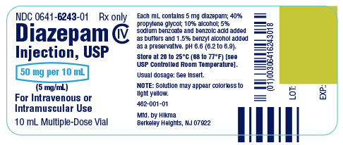 Diazepam Injection, USP 50 mg per 10 mL Container Label