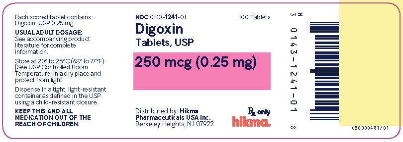 NDC 0143-1241-01 Digoxin Tablets, USP 250 mcg (0.25 mg) 100 Tablets Rx Only