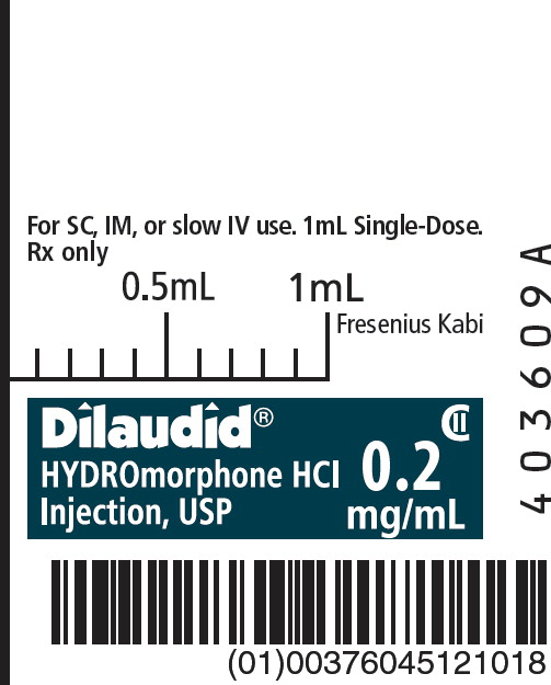 PACKAGE LABEL – PRINCIPAL DISPLAY PANEL –  Dilaudid 1 mL Single-Dose Syringe Label
